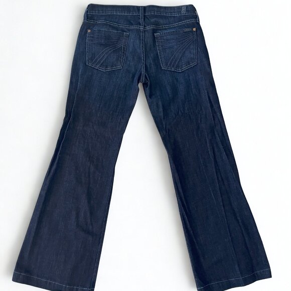 7 For All Mankind Dojo Wide Leg Trouser Jeans Size 30 Blue Black Santiago Wash - Picture 9 of 9